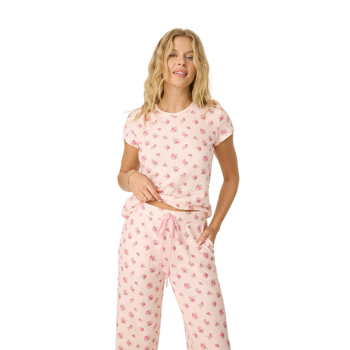 PJ Salvage Women's [ Exclusive] Airy Waffle Pajama 2-Piece Pj Set Small Blush Rose