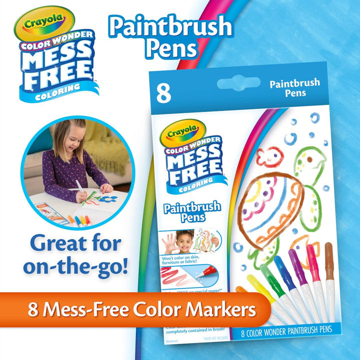 Crayola Color Wonder Paintbrush Pens, Mess Free Paint Set for Kids, 8ct Refill, 3+ Paint Brush Pens