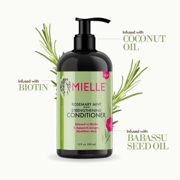 Mielle - Rosemary Mint - Biotin Infused - Encourages Growth Hair Products for Stronger and Healthier Hair - Shampoo & New Conditioner Styling Bundle Set 2 PCS