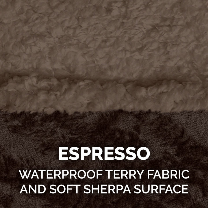 Furhaven Waterproof & Self-Warming Throw Blanket for Dogs & Indoor Cats, Washable & Reflects Body Heat - Soft-Edged Terry & Sherpa Dog Blanket - Espresso, Large