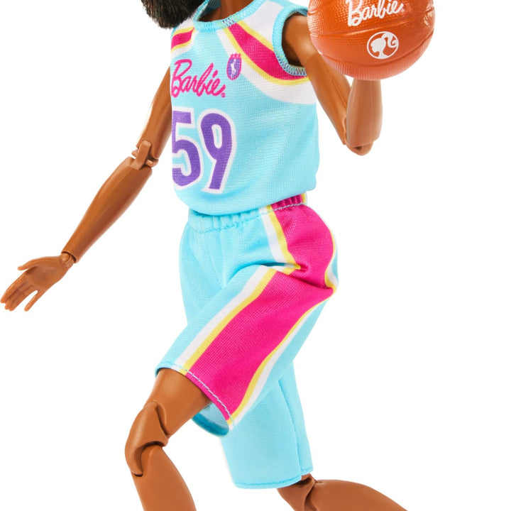 Barbie Careers Fashion Doll & Accessories, Made to Move Brunette Basketball Player Wearing Removable Uniform with Ball, 22 Bendable Joints