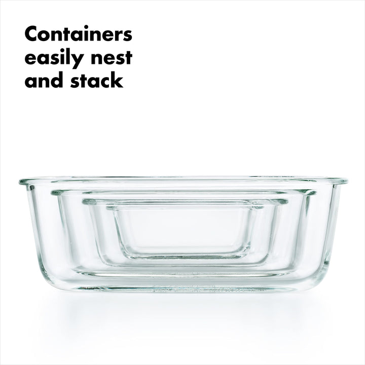 OXO Good Grips 3.5 Cup Smart Seal Glass Rectangle Food Storage Container, Clear