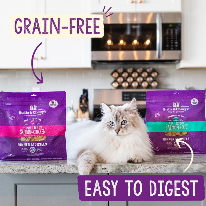 Stella & Chewy's Freeze-Dried Raw Cat Dinner Morsels – Grain Free, Protein Rich Cat & Kitten Food – Plate Lickin' Pork Recipe – 8 oz Bag 8 Ounce (Pack of 1)