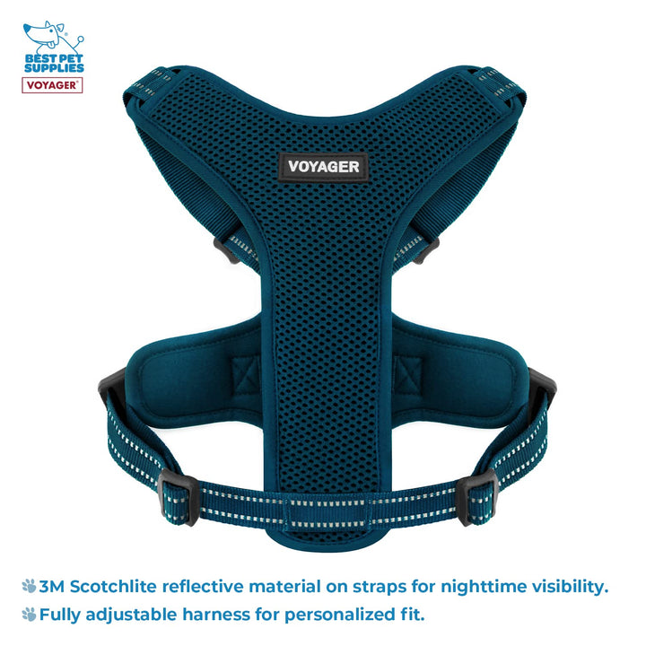 Air Frontier Mesh Dog Harness with and Reflective Dog Leash Set, Reflective Stitching, and Lightweight Breathable No-Pull Design, Adjustable Neck and Chest Straps for Small to Large Breeds - BUW, XL