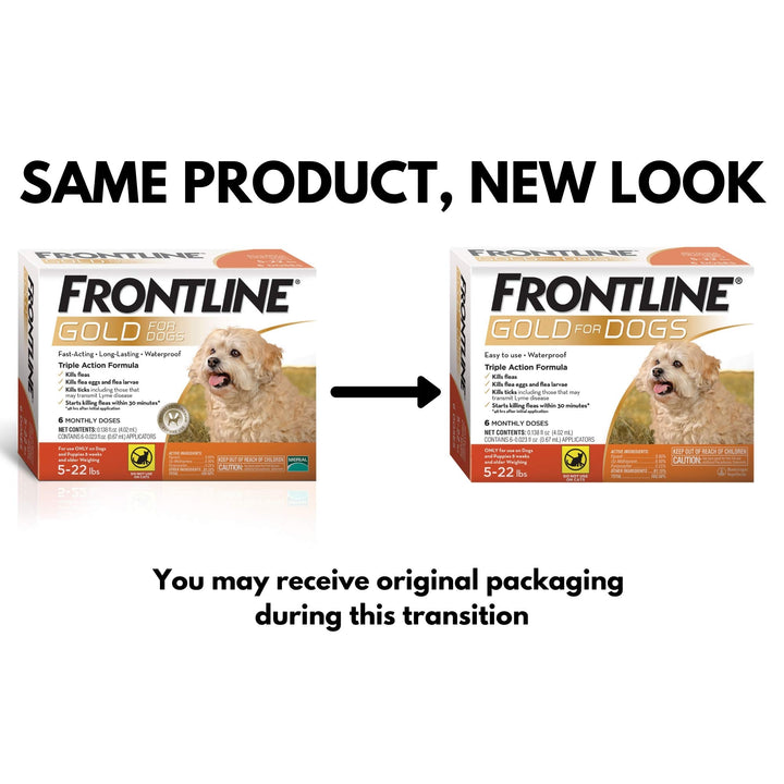 Frontline Gold Flea & Tick Treatment for Small Dogs Up to 5 to 22 lbs., Pack of 6 6 count