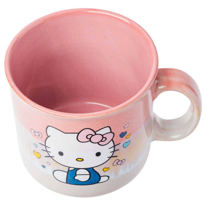 Silver Buffalo Sanrio Hello Kitty Sitting Hearts and Bows Reactive Glaze Ceramic Camper Mug, 20 Ounces Kitty Glaze