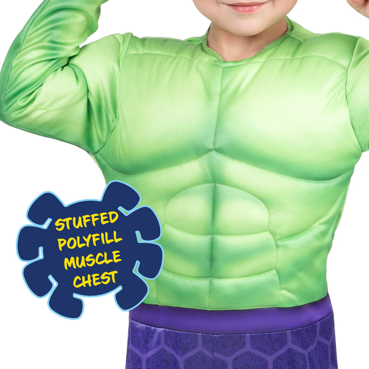 Marvel Avengers Official Toddler Halloween Costume - Premium Quality Padded Jumpsuit and Fabric Mask (3T-4T) Hulk