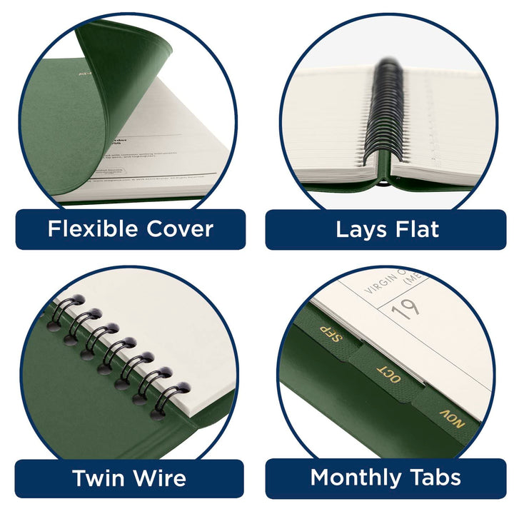 AT-A-GLANCE 2024 Monthly Planner, 9" x 11", Large, Spiral Bound, Recycled, Monthly Tabs, Green (70260G6024) 2024 New Edition