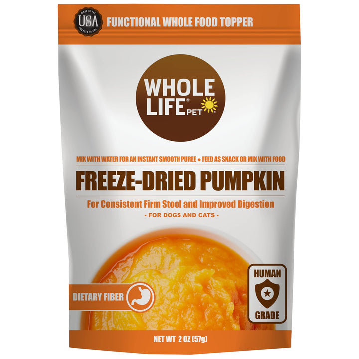 Whole Life Pet Pumpkin Powder for Dogs and Cats. Firms Stool, Relieves Diarrhea. Mix with Water for Instant Puree. No Mess or Waste from Cans. Human Grade Quality orange 2oz