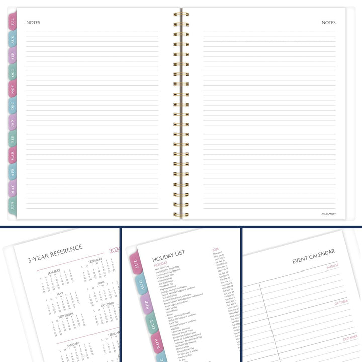 AT-A-GLANCE Planner 2024-2025 Academic, Weekly & Monthly, 8-1/2" x 11", Large, Monthly Tabs, Flexible Cover, Badge Floral (1710F-905A) Floral – Planner