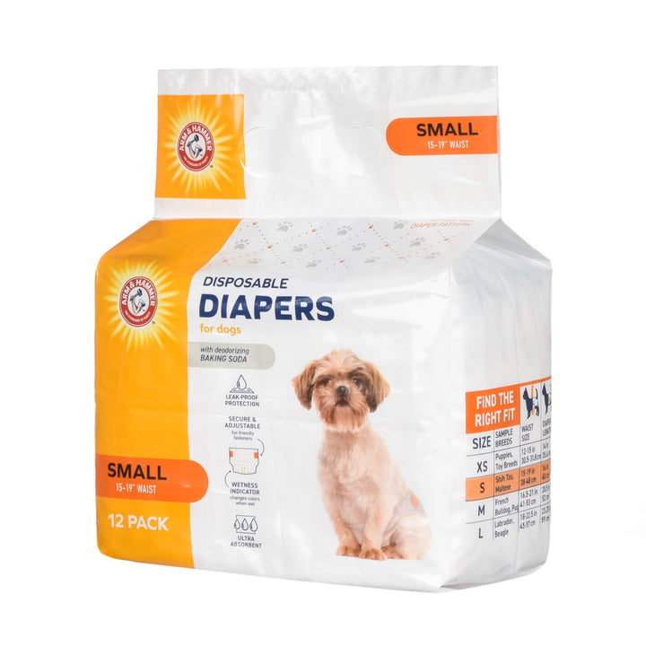 Arm & Hammer For Pets Male Dog Wraps, Medium 12 Ct | Ultra-Absorbent, Adjustable Male Dog Diapers with Leak-Proof Protection & Wetness Indicator | Arm & Hammer Baking Soda Enhanced for Odor Control Male Wraps Medium (12 Count)