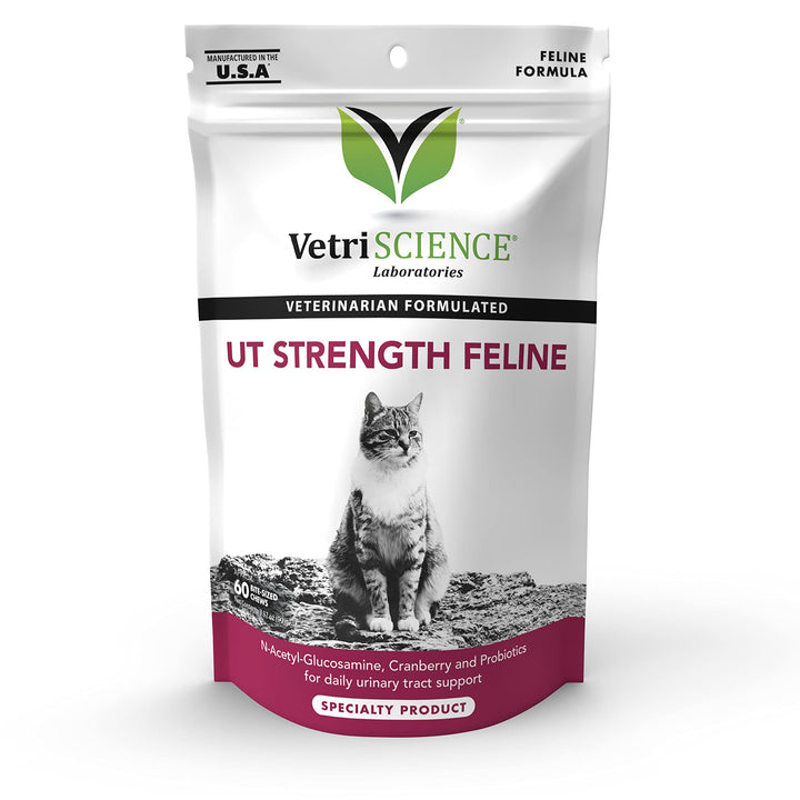 VetriScience UT Strength Feline Urinary Tract Supplement for Cats – Chews for Urinary Tract Support with Cranberry Powder, Bromelain, and Probiotics