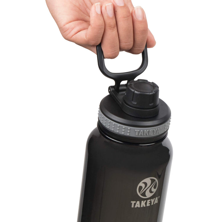 Takeya 40 oz Tritan Plastic Sport Water Bottle with Spout Lid, Premium Quality, BPA Free Food Grade Materials, Black