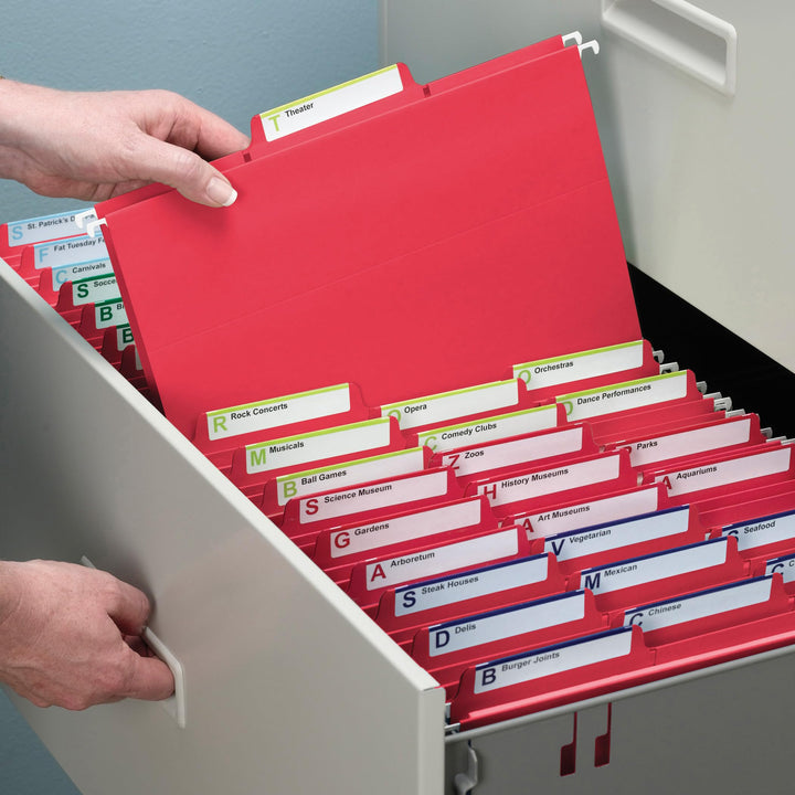 Smead FasTab Hanging File Folder, 1/3-Cut Built-in Tab, Letter Size, Red, 20 per Box (64096) (Pack of 1)