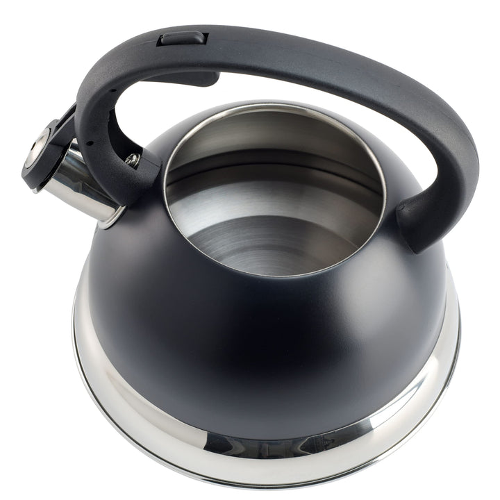 Mr. Coffee Flintshire Stainless Steel Whistling Tea Kettle W/Nylon Handle, 1.75-Quart, Matte Black