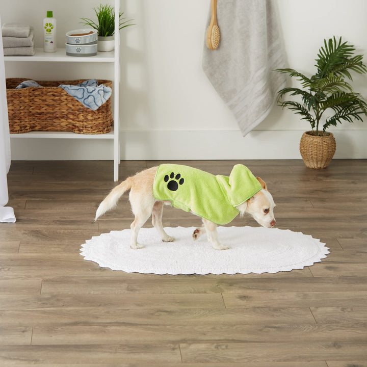 Bone Dry Pet Robe Collection, Embroidered Absorbent Microfiber Bath Robe with Adjustable Closure, for Dogs & Cats, X-Small, Lettuce Green