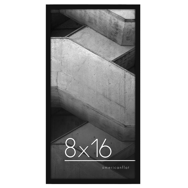 Americanflat 8x16 Poster Frame in Black - Thin Border Photo Frame with Shatter-Resistant Glass, Hanging Hardware, and Built-in Easel for Horizontal or Vertical Display Formats for Wall or Tabletop