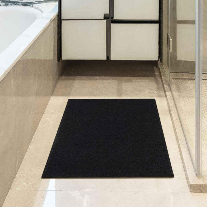 Machine Washable Modern Solid Design Non-Slip Rubberback 2x3 Traditional Area Rug for Entryway, Bedroom, Kitchen, Bathroom, 2'3" x 3', Black Solid Black Entryway - 2'3" x 3'