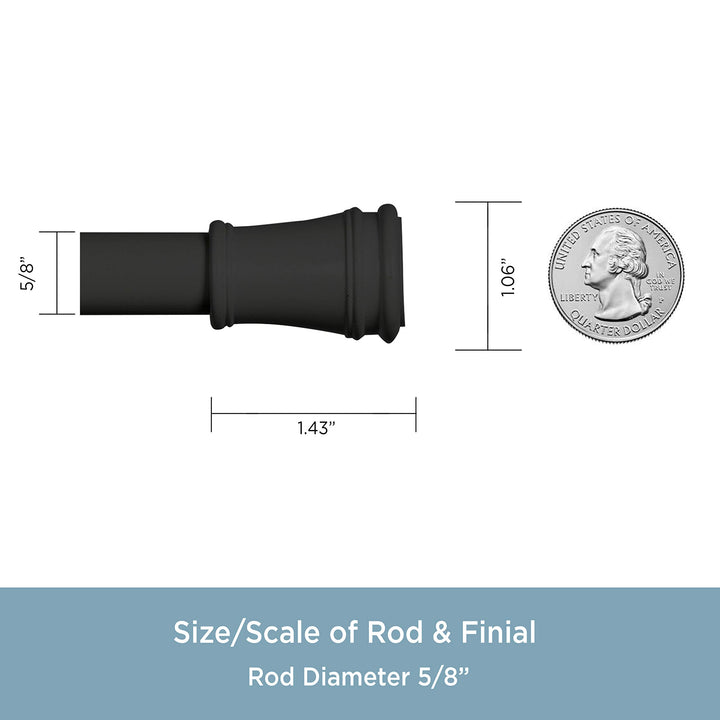 Kenney KN634 Rogers Twist & Fit No Tools Easy to Install Tension Curtain Rod, 28-48" Adjustable Length, Black Finish, 5/8" Diameter Steel Tube 28-48" window curtain
