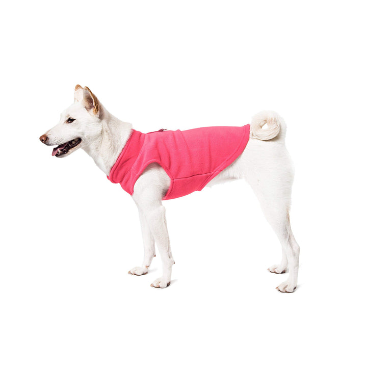 Gooby Fleece Vest Dog Sweater - Peach, Large - Warm Pullover Fleece Dog Jacket with O-Ring Leash - Winter Small Dog Sweater Coat - Cold Weather Dog Clothes for Small Dogs Boy or Girl Large (Around 18-lb)