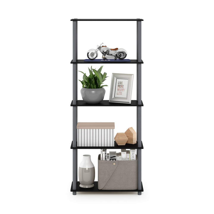 Furinno Turn-N-Tube 5-Tier Multipurpose Shelf / Display Rack / Storage Shelf / Bookshelf, Classic Tubes, Sonoma Oak/White 5-Tier Classic Tube