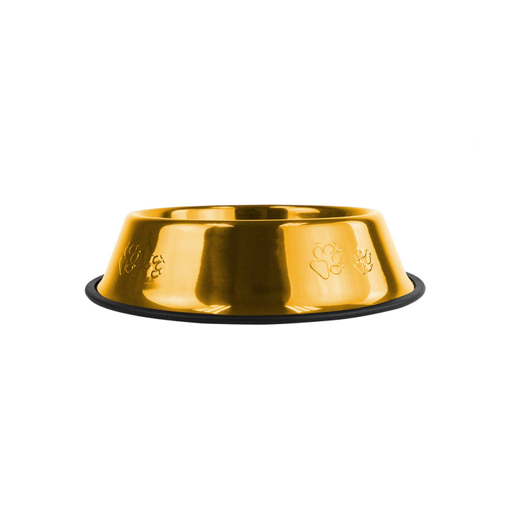 Platinum Pets Non-Tip Stainless Steel Dog Bowl, Large 24K Gold