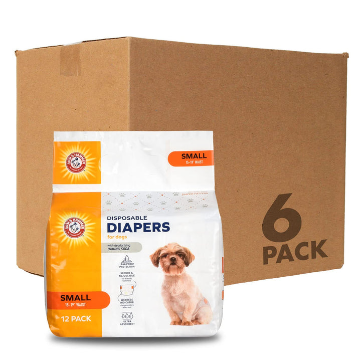 Arm & Hammer For Pets Male Dog Wraps, Medium 12 Ct | Ultra-Absorbent, Adjustable Male Dog Diapers with Leak-Proof Protection & Wetness Indicator | Arm & Hammer Baking Soda Enhanced for Odor Control Male Wraps Medium (12 Count)