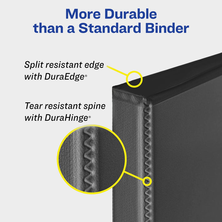 Avery(R) Durable View 3 Ring Binder, 2 Inch EZD Rings, 1 Black Binder (09500) 2" 1 pack Binders