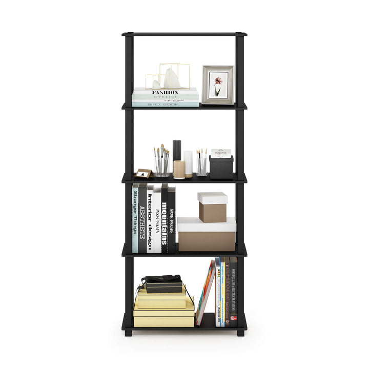 Furinno Turn-N-Tube 5-Tier Multipurpose Shelf / Display Rack / Storage Shelf / Bookshelf, Classic Tubes, Sonoma Oak/White 5-Tier Classic Tube