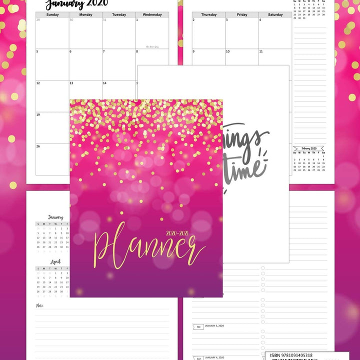 2020-2021 Planner: Jan 2020 - Dec 2021 2 Year Daily Weekly Monthly Calendar Planner W/ To Do List Academic Schedule Agenda Logbook Or Student & ... | Pink Gold (2020 Planner Weekly and Monthly)