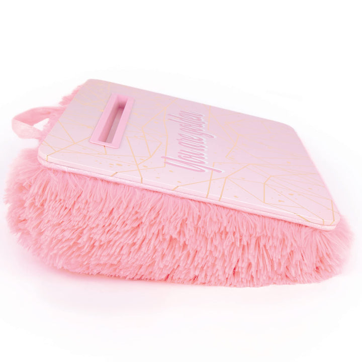 3C4G THREE CHEERS FOR GIRLS Make It Real Pink & Gold Deluxe Fur Lap Desk, Take Tech on The Go, Includes a Media Slot That Perfectly Holds Tablets & Phones, for Ages 6 and up Pink & Gold Fur