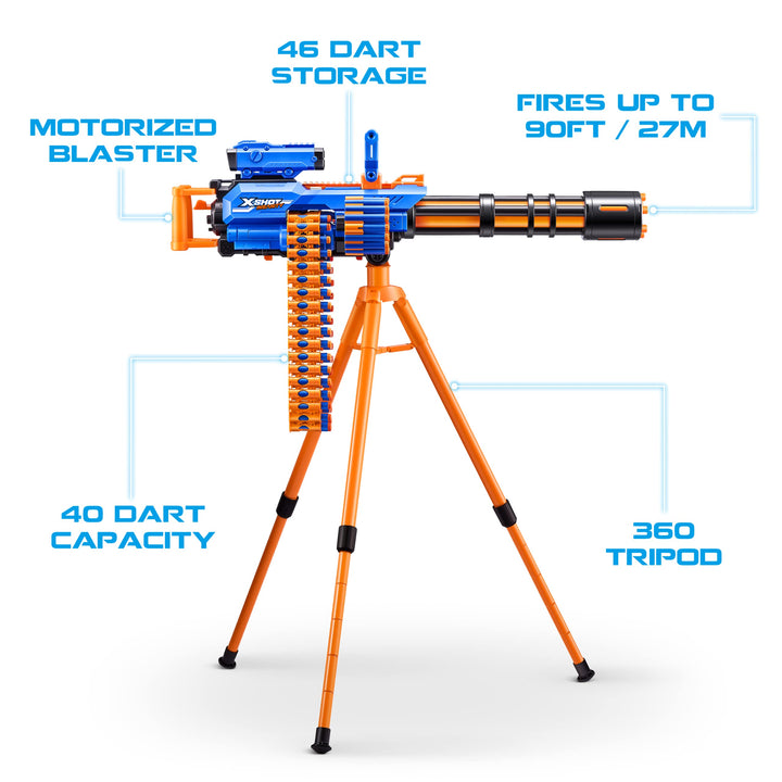 X-Shot Insanity Motorized Rage Fire by ZURU 72 Darts, Air Pocket Technology Darts, Dart Storage, Blasting Power, Auto Feeding Belt, Tripod & Scope, Outdoor Toy for Boys, Girls, Teens, Adults Ragefire