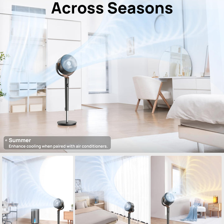 Dreo Fan for Bedroom, 120° Oscillating Standing Fan, Quiet Floor Fan with DC Motor, 82ft Pedestal Fan for Whole Room, 8 Speeds, 3 modes, 20dB, 120° Manual Vertical, 35-40" Adjustable Height, 8H Timer Standard 40inch