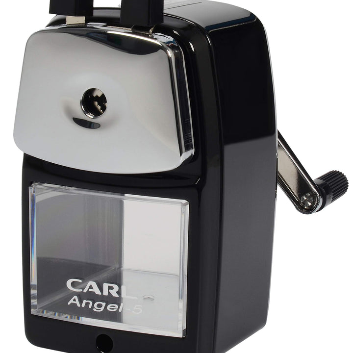 Carl Angel-5 Manual Pencil Sharpener with Metal Table Mount. Quiet for The Classroom, Home & Office, Black (CUI19018)