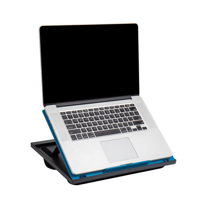 Mind Reader Lap Desk Laptop Stand, Bed Tray, Collapsible, Cushion, Portable, Dorm, Plastic, 14.75" L x 11" W x 7.3" H, Blue