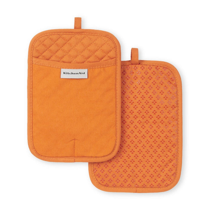 KitchenAid Asteroid Pot Holder 2-Pack Set, Honey, 7"x10" 7"x10" Honey Orange