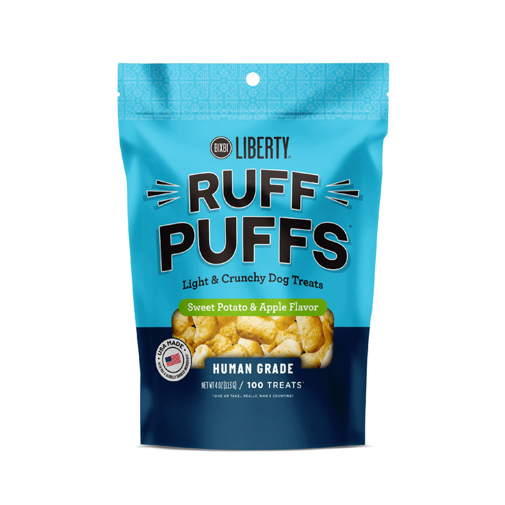 BIXBI Liberty Ruff Puffs, White Cheddar (4 oz, 1 Pouch) - Crunchy Small Training Treats for Dogs - Wheat Free and Low Calorie Dog Treats, Flavorful Healthy and All Natural Dog Treats 4 Ounce (Pack of 1)