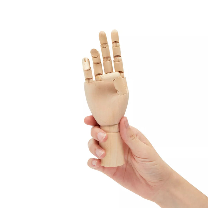 Juvale Wooden Hand Model, 7" Art Mannequin Figure with Posable Fingers for Drawing, Art Supplies