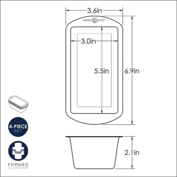 Nordic Ware Natural Aluminum Mini Loaf Pan, 8 Pack