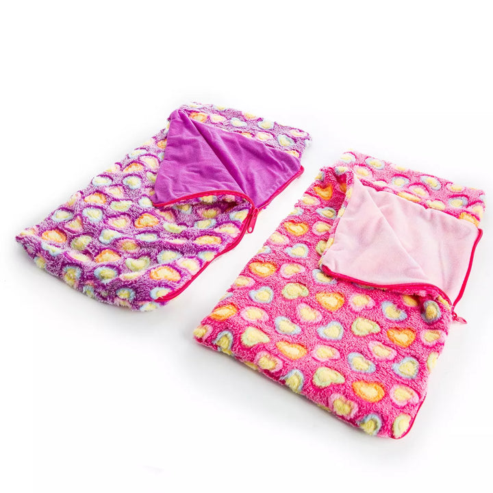 The Queen'S Treasures Set of Two Pink & Purple 18 Inch Doll Sleeping Bags