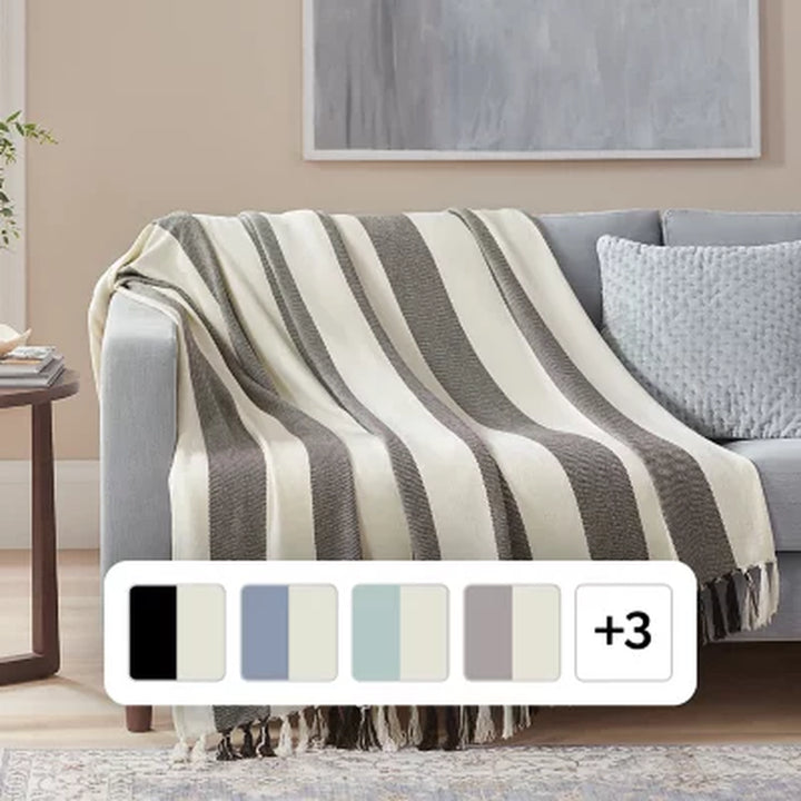 Member'S Mark Cotton Stripe Throw with Tassels, 60" X 70" (Assorted Colors)