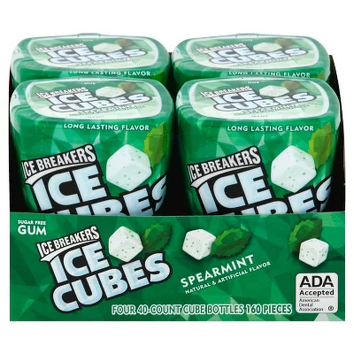 ICE BREAKERS Ice Cubes Spearmint Sugar Free Gum, 40 Pcs., 4 Pk.