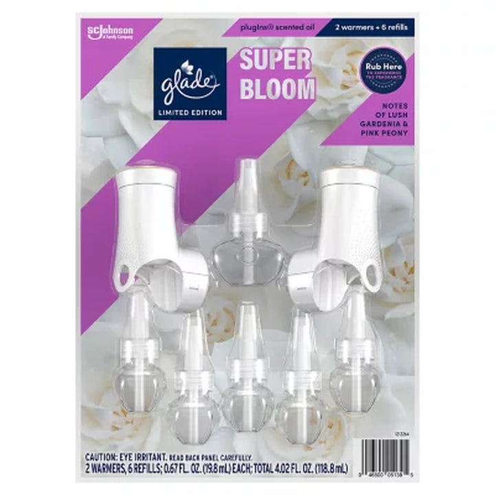 Glade Plugins Scented Oil, Super Bloom 2 Warmers + 6 Refills