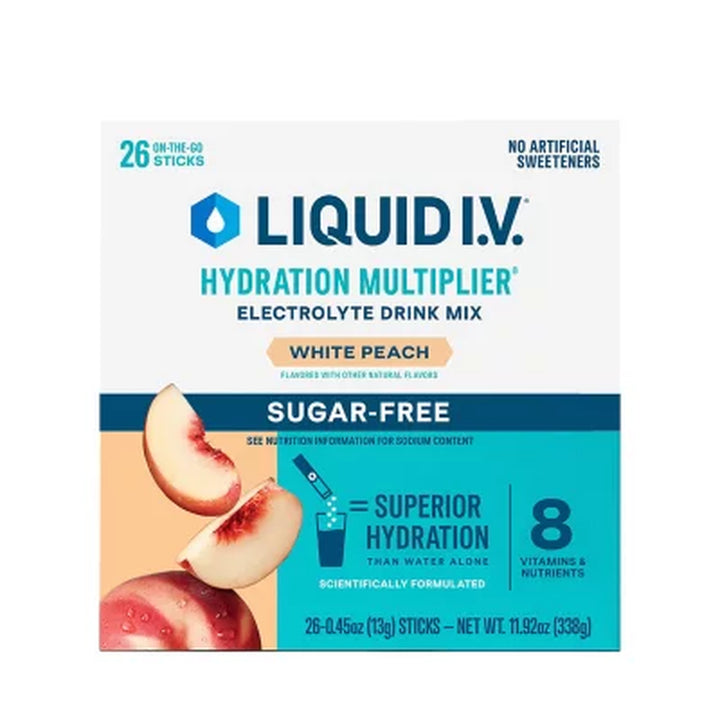 Liquid I.V. Hydration Multiplier Sugar-Free White Peach, 26 Ct.