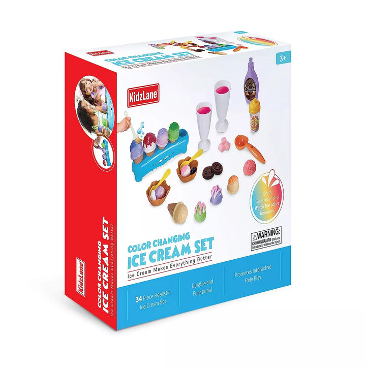 Kidzlane Color Changing Ice Cream Play Set - 34 Pieces