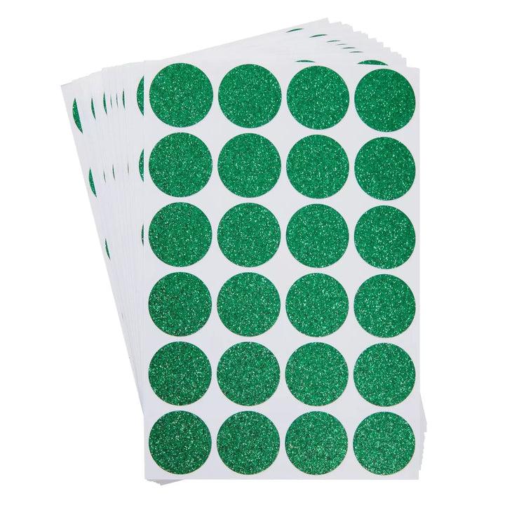 Stockroom plus 360 Pack round Glitter Dots, Sparkle Circle Stickers for Wedding Invitations, Crafts, Green, 1 In