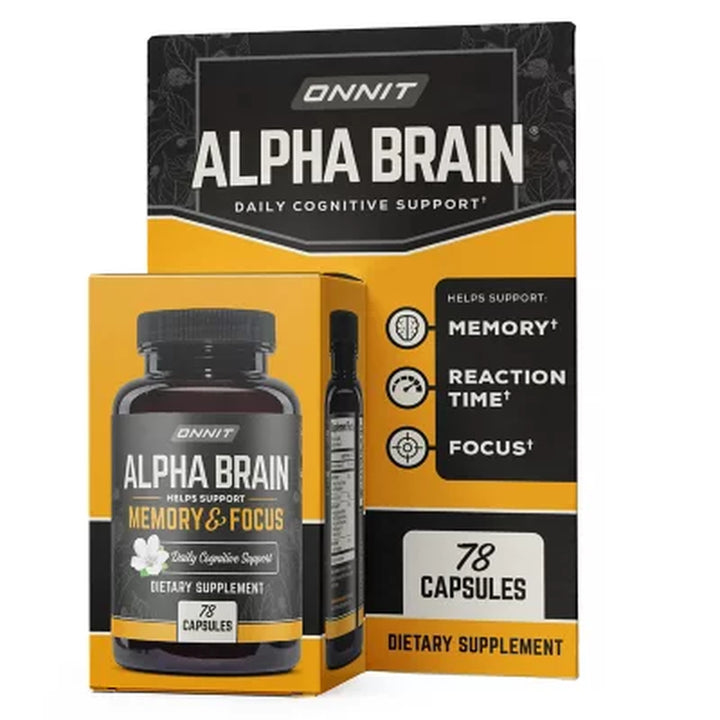 ONNIT Alpha BRAIN Premium Nootropic Brain Health Supplement, Memory and Focus Support Capsules 78 Ct.
