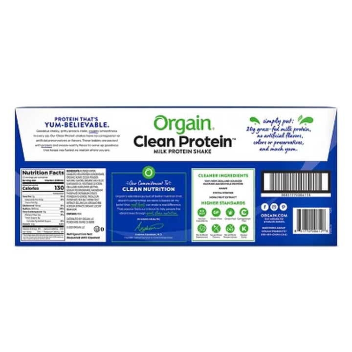 Orgain 20G Clean Protein Grass Fed Shake, Creamy Chocolate Fudge 11 Fl. Oz., 12 Pk.
