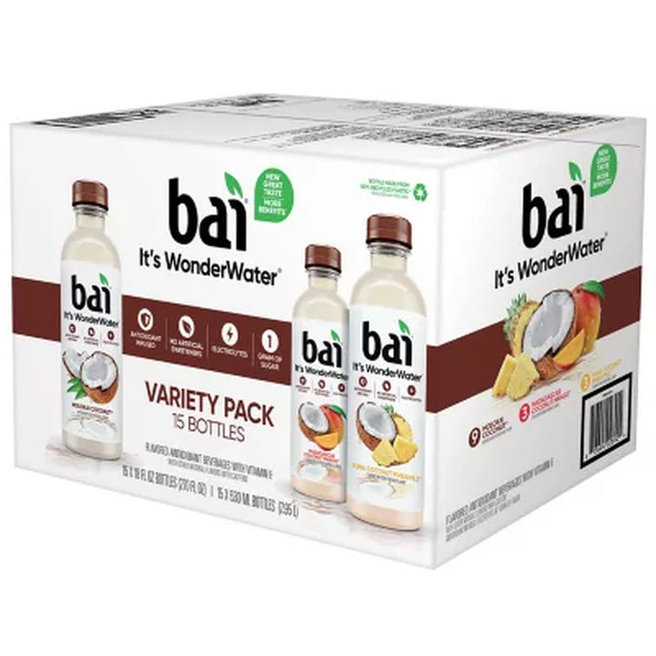 Bai Cocofusions Flavored Water Variety Pack 18 Fl. Oz., 15 Pk.