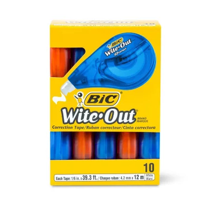 BIC Wite-Out EZ Correct Correction Tape, Non-Refillable, 1/6" X 472", 10 Pk.